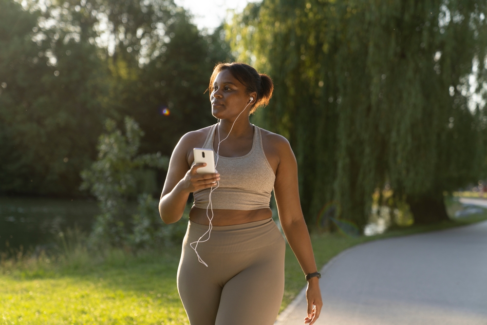 A woman walking for exercise